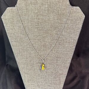 Elegant Silver Necklace with Yellow Rose and Crystal Charms